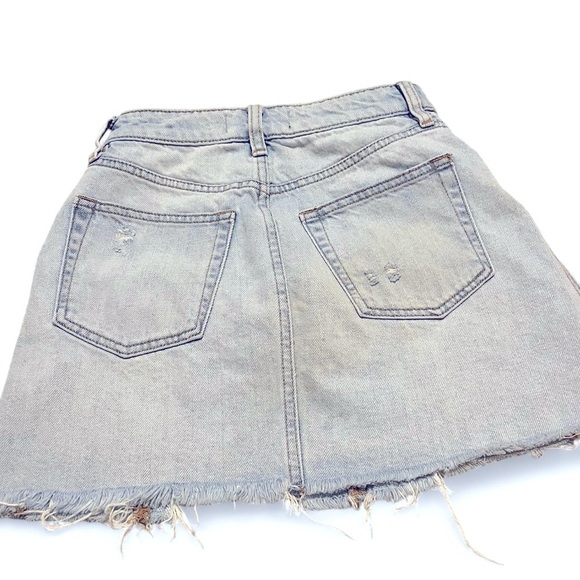 Free People Light Blue Distressed Mini Skirt - Picture 2 of 5